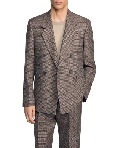 Sandro Pied De Poule Classic Fit Wool Houndstooth Jacket In Multi