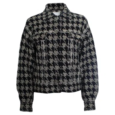 Pre-owned Sandro , Pied De Poule Jacket In Beige And Black