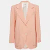 Sandro Pink Check Pattern Crepe Button Front Blazer In Pink