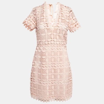 Pre-owned Sandro Pink Floral Pattern Lace Tie-up Detail Mini Dress S