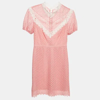 Sandro Pink Gavin Lace Puff Sleeve Mini Dress