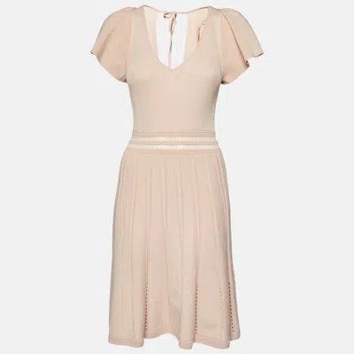 Sandro Pink Rib Knit Fit And Flare Mini Dress