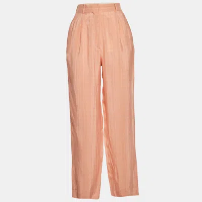 Pre-owned Sandro Pink Striped Cotton Trousers Xs