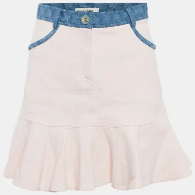 Pre-owned Sandro Pink Tweed Flounced Mini Skirt S