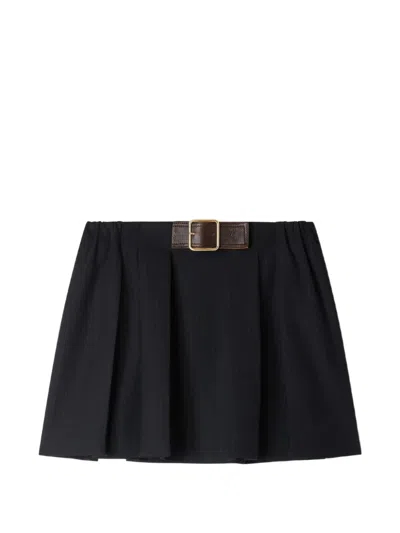 Sandro Pinstripe Belted Mini Skirt In Black