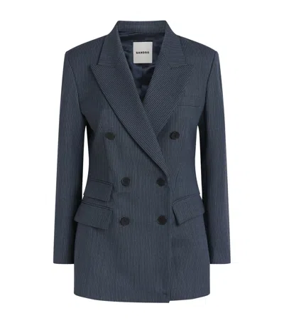 SANDRO PINSTRIPE DOUBLE-BREASTED JACKET