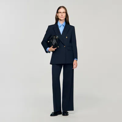Sandro Pinstripe Jacket In Black