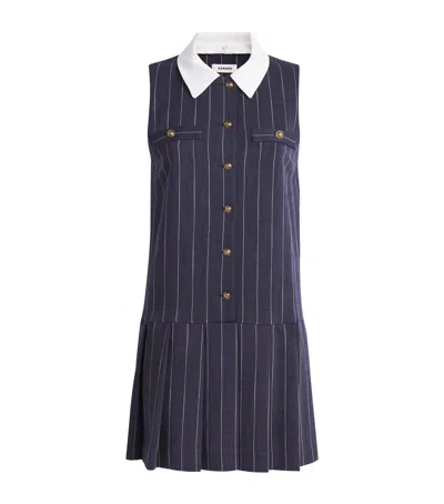 Sandro Pinstripe Mini Dress In Blue