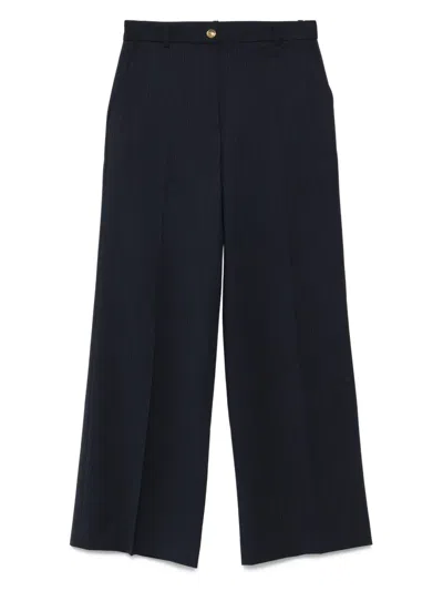 Sandro Pinstripe Straight-leg Trousers In Blue