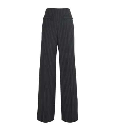 Sandro Pinstripe Wide-leg Tailored Trousers In Black