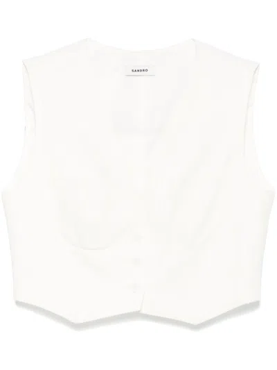 Sandro Pinstriped Top In Neutrals