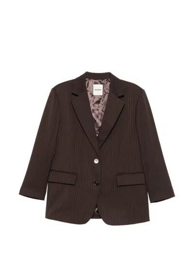 Sandro Pinstripe-pattern Blazer In Brown