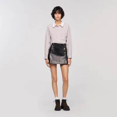 Sandro Plaid And Pearl Collar Shirt