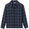 Sandro Plaid Cotton & Wool Flannel Button-up Overshirt In Blue