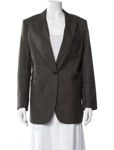 Pre-owned Sandro Plaid Print Blazer In Black