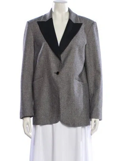 Pre-owned Sandro Plaid Print Blazer In Black