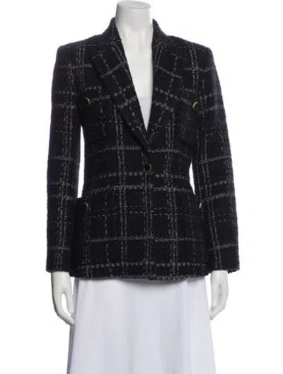 Pre-owned Sandro Plaid Print Blazer In Black