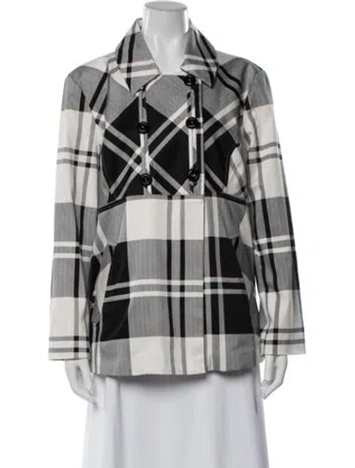 Pre-owned Sandro Plaid Print Blazer In Black/white