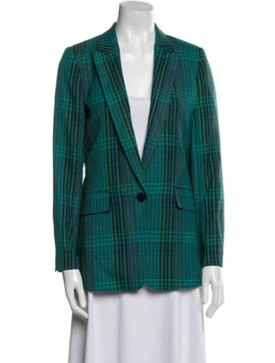 Pre-owned Sandro Plaid Print Blazer In Blue