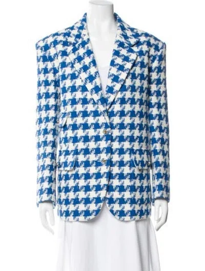 Pre-owned Sandro Plaid Print Blazer In Blue