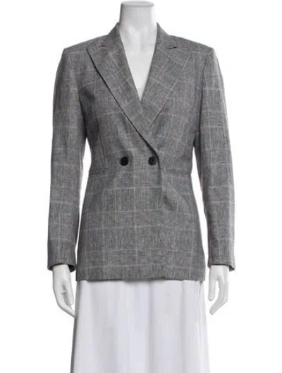 Pre-owned Sandro Plaid Print Blazer In Blue