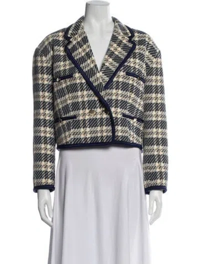 Pre-owned Sandro Plaid Print Blazer In Blue