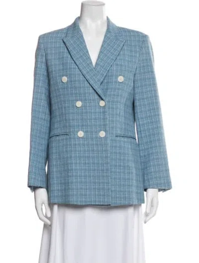 Pre-owned Sandro Plaid Print Blazer In Blue