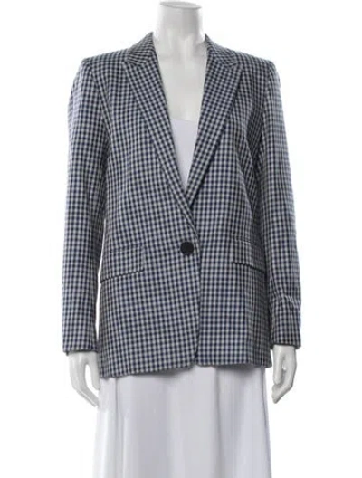 Pre-owned Sandro Plaid Print Blazer In Blue