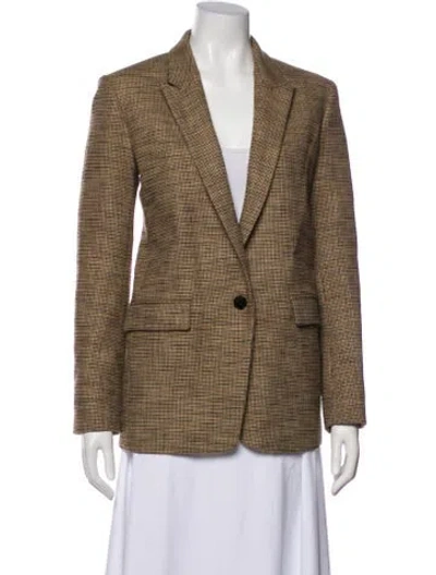 Pre-owned Sandro Plaid Print Blazer In Brown