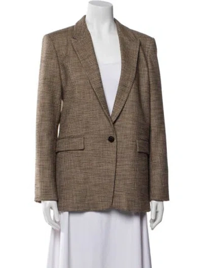 Pre-owned Sandro Plaid Print Blazer In Brown