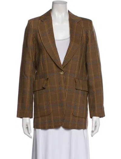 Pre-owned Sandro Plaid Print Blazer In Brown