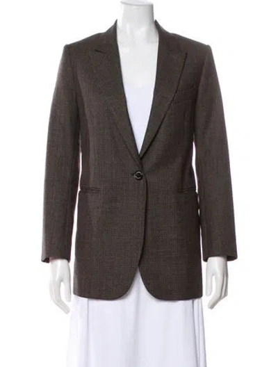 Pre-owned Sandro Plaid Print Blazer In Brown