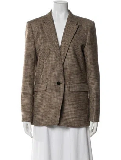 Pre-owned Sandro Plaid Print Blazer In Brown