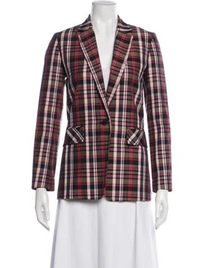 Pre-owned Sandro Plaid Print Blazer In Brown