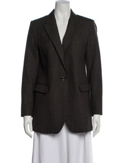 Pre-owned Sandro Plaid Print Blazer In Gray