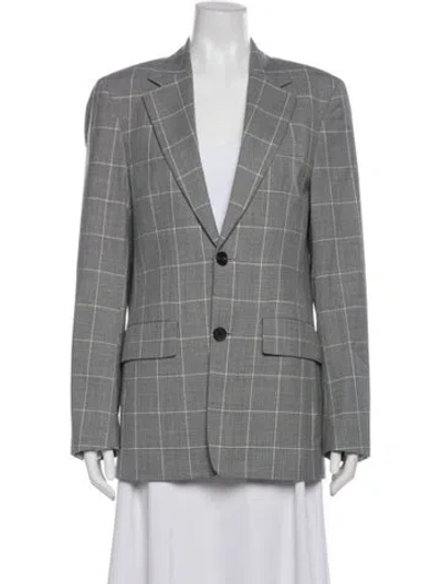 Pre-owned Sandro Plaid Print Blazer In Gray