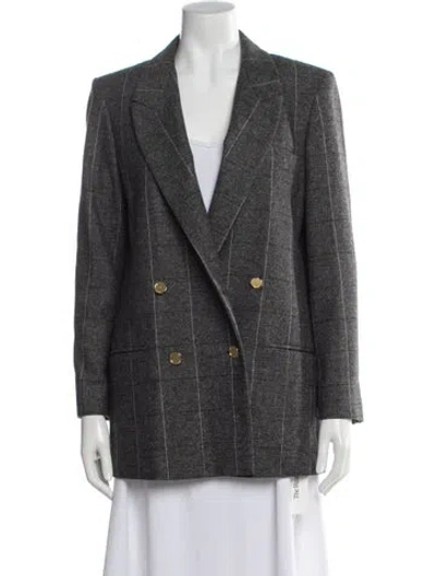 Pre-owned Sandro Plaid Print Blazer In Gray