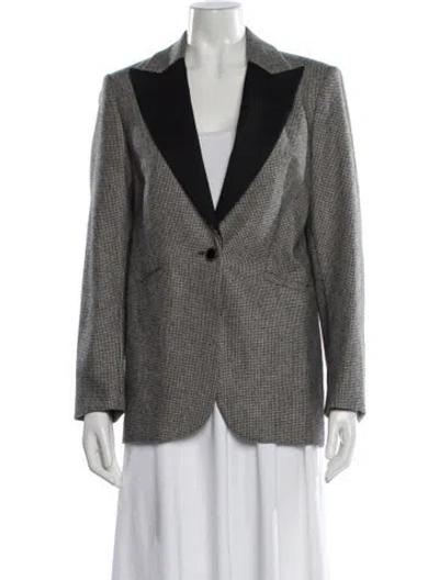 Pre-owned Sandro Plaid Print Blazer In Gray