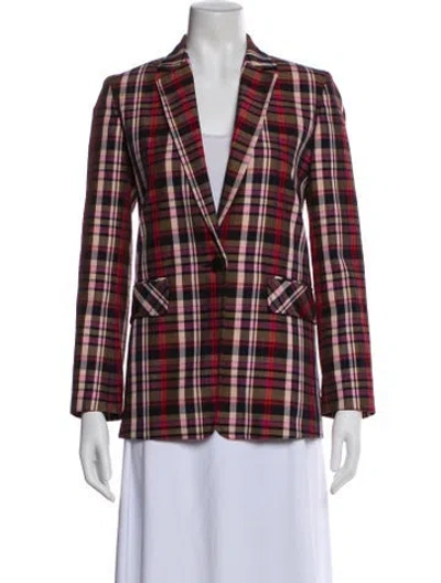 Pre-owned Sandro Plaid Print Blazer In Multi