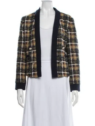 Pre-owned Sandro Plaid Print Blazer In Multi