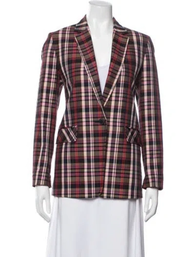 Pre-owned Sandro Plaid Print Blazer In Multi