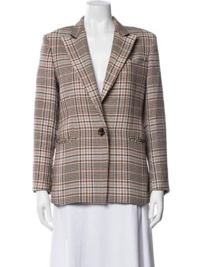 Pre-owned Sandro Plaid Print Blazer In Multicolor