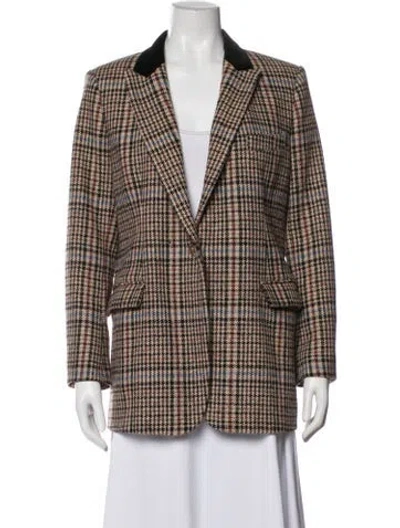 Pre-owned Sandro Plaid Print Blazer In Multicolor