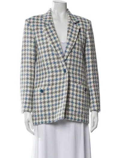 Pre-owned Sandro Plaid Print Blazer In Neutral