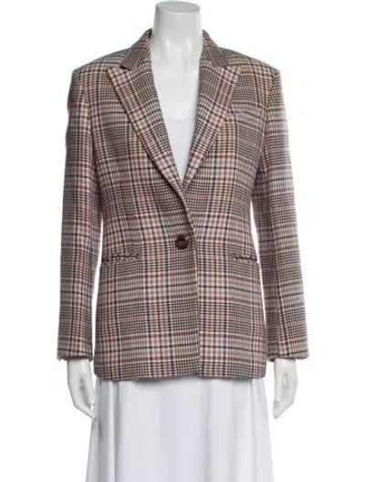Pre-owned Sandro Plaid Print Blazer In Neutral