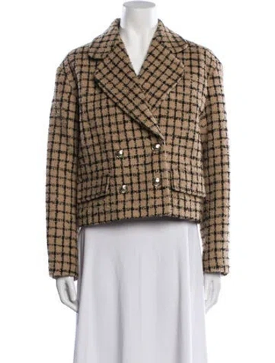 Pre-owned Sandro Plaid Print Blazer In Neutral