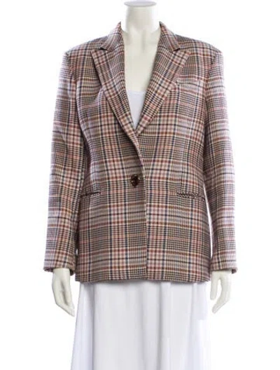 Pre-owned Sandro Plaid Print Blazer In Neutral