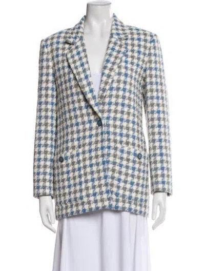 Pre-owned Sandro Plaid Print Blazer In Neutral