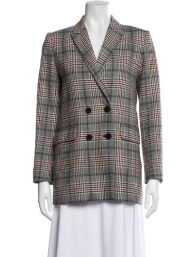 Pre-owned Sandro Plaid Print Blazer In Neutral