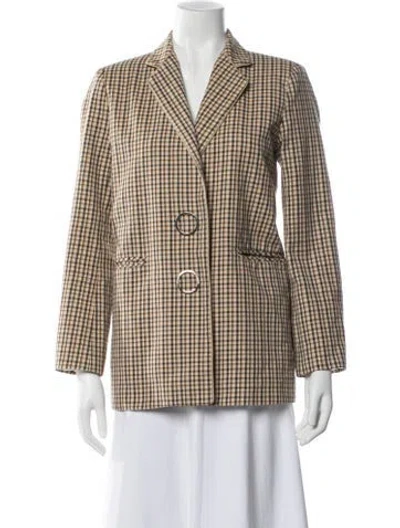 Pre-owned Sandro Plaid Print Blazer In Neutral